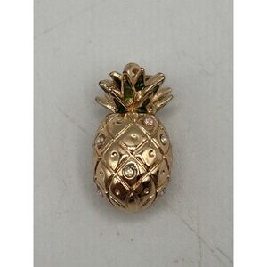 Vintage Gold Pineapple Pendant Charm Rhinestones